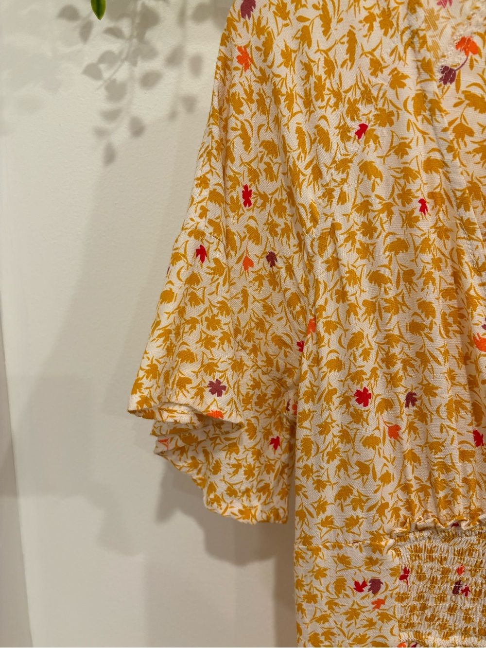 Free People In Full Bloom Midi Dress Goldenrod Ivory Floral Smocked Boho Women S - Picture 9 of 16